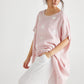 Rosabella linen top. Pale Pink Polka dot