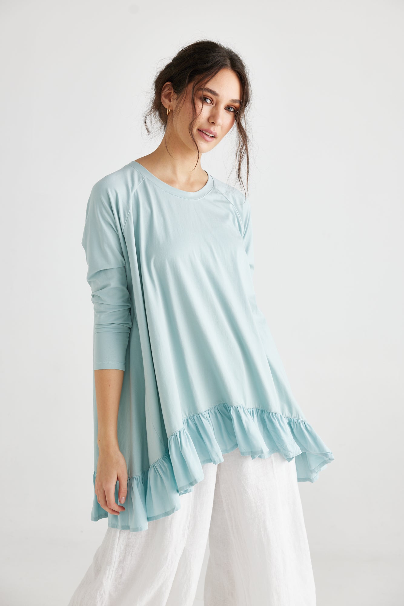 Ruby Ruffle Top.  French Blue