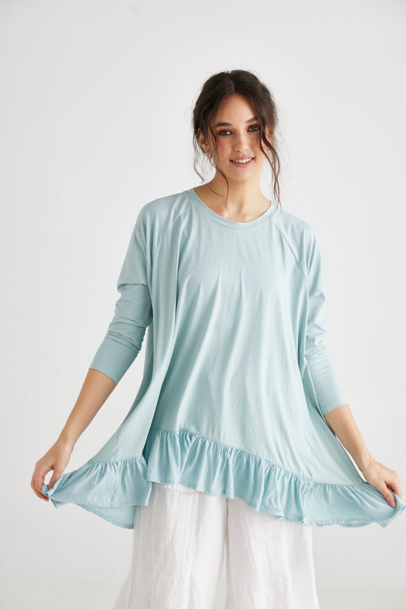 Ruby Ruffle Top.  French Blue