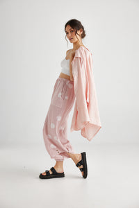 Teddie Linen shirt. Pale Tearose.