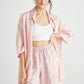 Teddie Linen shirt. Pale Tearose.