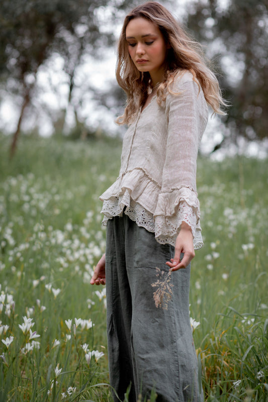 Lulu Linen Pants. Khaki