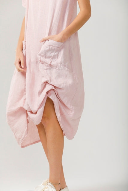 Primavera linen Dress . Blush pink.