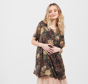 Baby Doll floral dress. Chocolate Rose