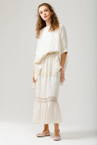 Capri Linen & Lace Maxi skirt. Ebony