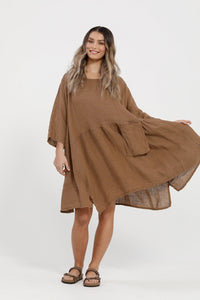 Clarissa Linen dress. Tobacco.