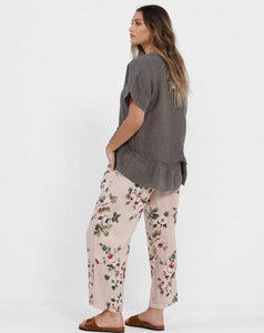 Priscilla Linen top. Charcoal
