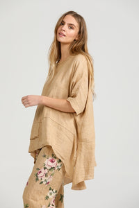 Sorrento linen top. Caramel