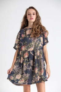 Baby Doll floral dress. Dark Blue Rose