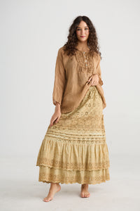 Serendipity Lace Maxi skirt.  Caramel.