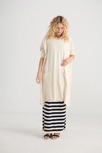 Sailor Rose striped cotton skirt. French Navy & Cream