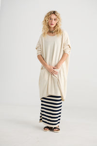Sailor Rose striped cotton skirt. French Navy & Cream
