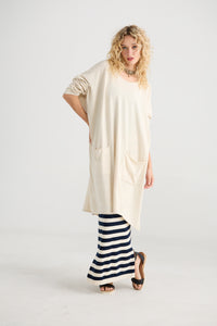 Sailor Rose striped cotton skirt. French Navy & Cream
