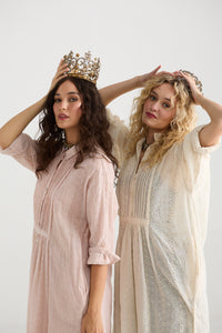 Prairie Long cotton lace shirt.  Powder Pink