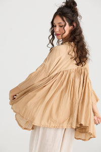 Shalimar Silk/cotton top. Caramel