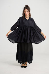 Shalimar silk and cotton top. Ebony