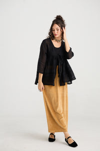 Elodie short Linen gauze and lace jacket. Licorice