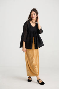 Elodie short Linen gauze and lace jacket. Licorice