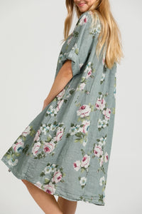 Abigail linen shirt dress. Midnight Rose