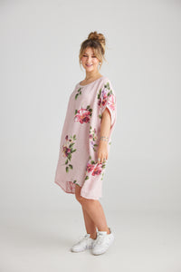 Rosabella linen Dress.  Pink Floral