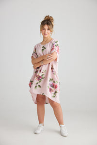 Rosabella linen Dress.  Pink Floral