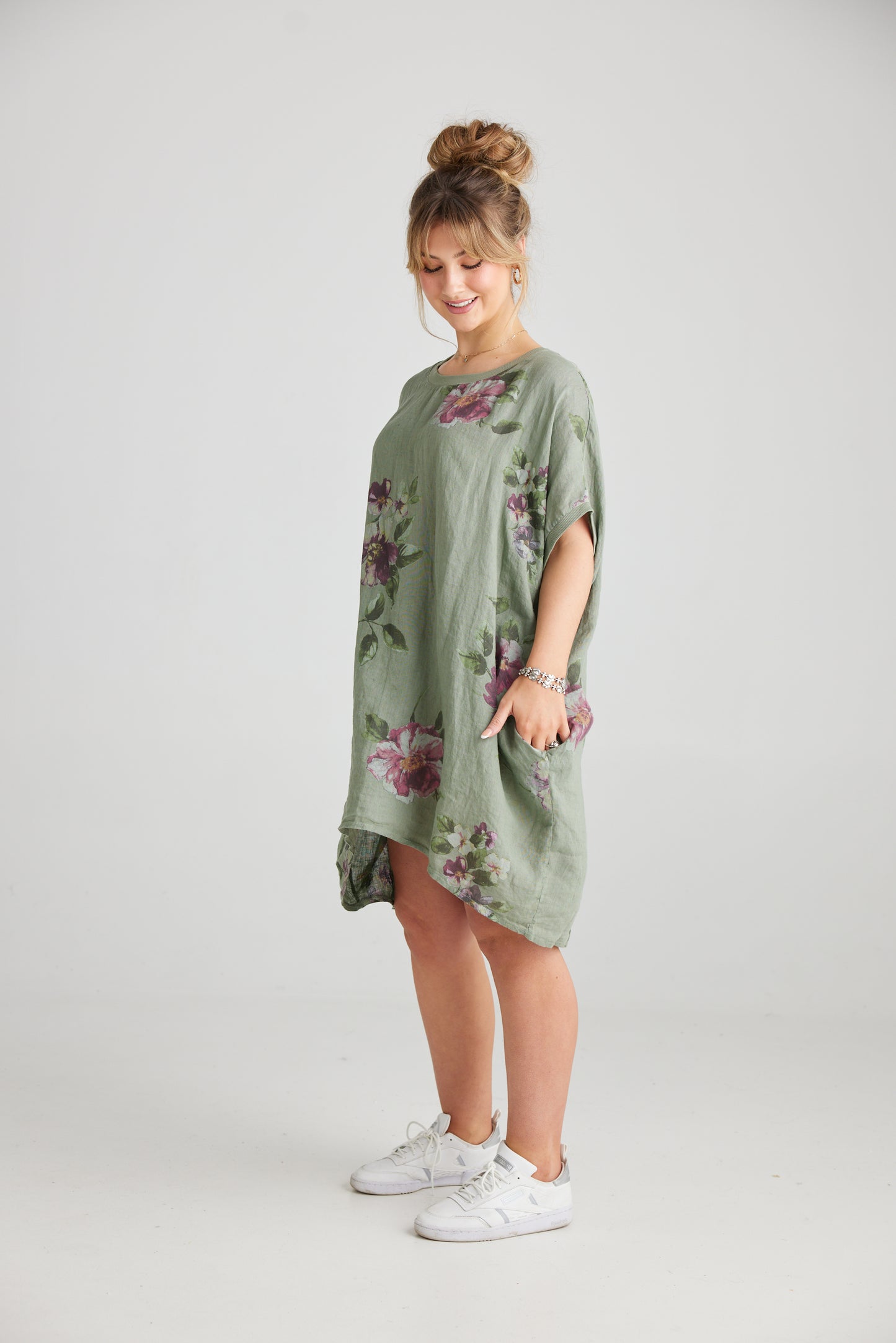 Rosabella linen dress. Olive Posy