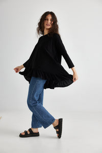 Ruby Ruffle Top.  Black