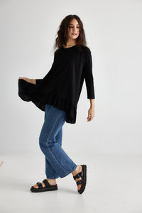 Ruby Ruffle Top.  Black