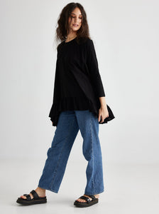 Ruby Ruffle Top.  Black