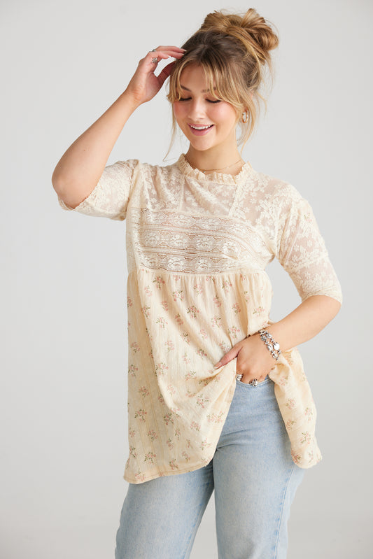 Miss Primrose lace top. Sweet floral .