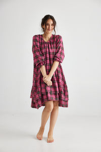 Somerset plaid dress. Fuschia Pink