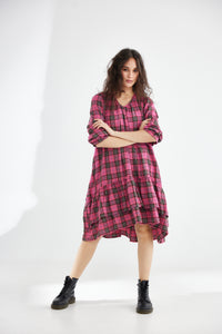 Somerset plaid dress. Fuschia Pink