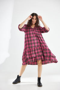 Somerset plaid dress. Fuschia Pink
