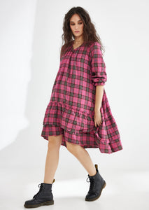 Somerset plaid dress. Fuschia Pink