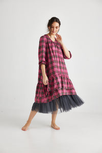Somerset plaid dress. Fuschia Pink