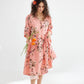 Stella Linen Floral Dress. Shell Pink