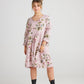 Amelia linen floral dress. Lilac Pink.