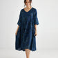 Stella Linen floral dress. Midnight Blue Rose