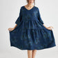 Stella Linen floral dress. Midnight Blue Rose