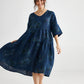 Stella Linen floral dress. Midnight Blue Rose