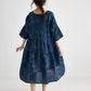 Stella Linen floral dress. Midnight Blue Rose