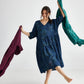 Stella Linen floral dress. Midnight Blue Rose