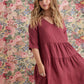 Stella Linen Dress. Cranberry