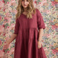 Stella Linen Dress. Cranberry