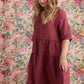 Stella Linen Dress. Cranberry