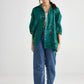 Teddie Linen shirt. Peacock green floral