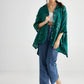 Teddie Linen shirt. Peacock green floral