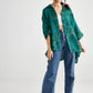 Teddie Linen shirt. Peacock green floral