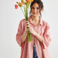 Teddie Linen shirt. Coral pink.