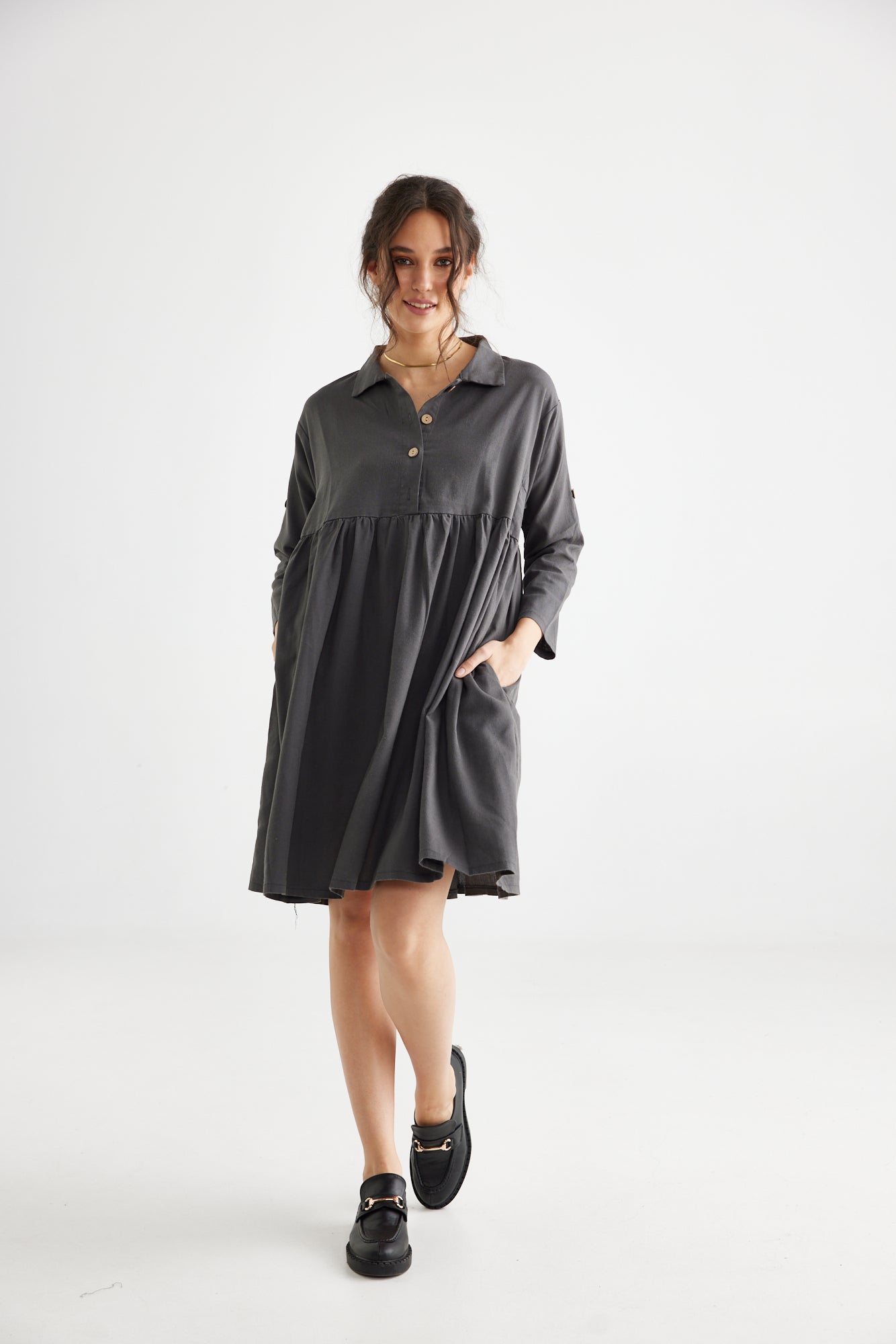 Trelise dress. Charcoal